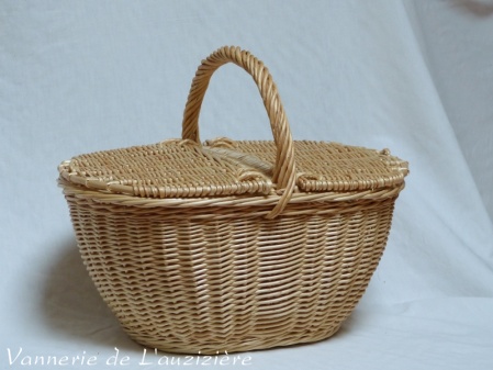 Coffre Osier Naturel 60cm Panier En Osier 60cm Avec Couvercle | Rangement Naturel Fait Main - Stockage Polyvalent Cesto Vimini Con Coperchio