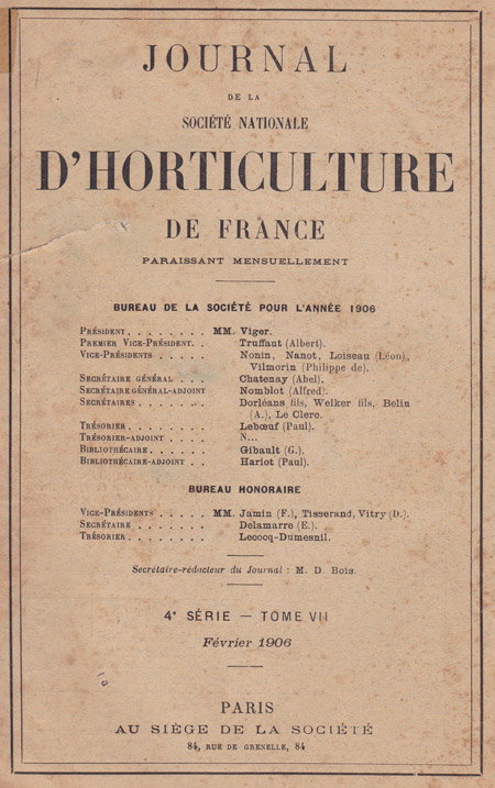 Page de garde de la revue horticole de 1904